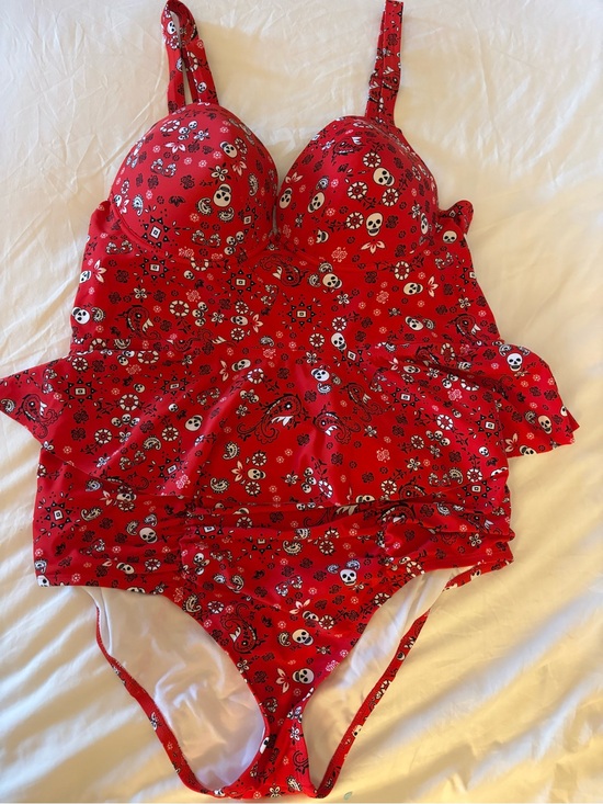 torrid Other - Torrid Red Bandana Skull Peplum Tankini Swimsuit 2X
